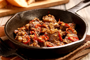 Very good Beef Tenderloin in Garlic. Gambas al Ajillo from Philippines.