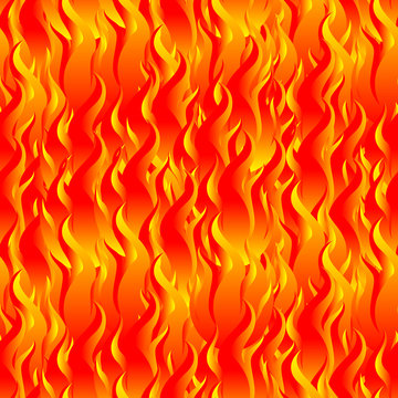 Flame Fire Seamless Pattern Background. Yellow And Red Digital Background Made Of Interweaving Curved Shapes. Seamless Wrapping Paper Pattern