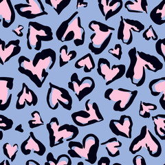 Leopard pattern. Seamless vector print. Abstract repeating pattern - heart leopard skin imitation can be painted on clothes or fabric.  - 258348123