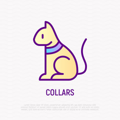 Collar for cat thin line icon. Modern vector illustration for pet shop.