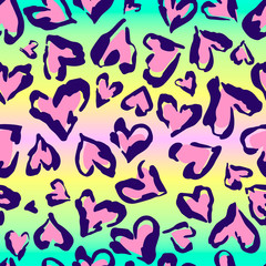 Naklejka na ściany i meble Leopard pattern. Seamless vector print. Abstract repeating pattern - heart leopard skin imitation can be painted on clothes or fabric. 