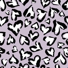 Leopard pattern. Seamless vector print. Abstract repeating pattern - heart leopard skin imitation can be painted on clothes or fabric. 