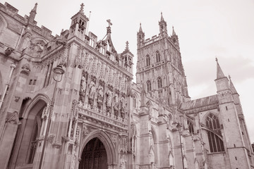 Facade and Entrance of Gloucester Cathedral; England; UK