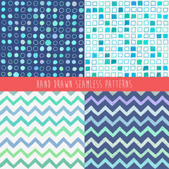 Set of abstract hand drawn patterns. Vector illustration.