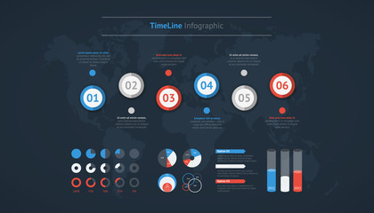 Naklejka premium Timeline vector infographic. World map