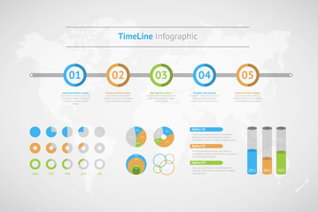 Timeline vector infographic. World map