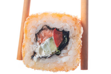sushi rolls on a white background