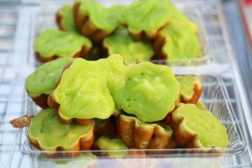 Pandan coconut milk mix sugar and flour