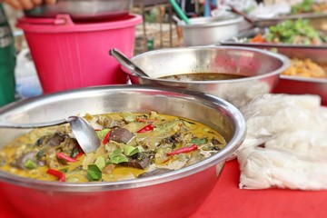 Curry and rice at the market