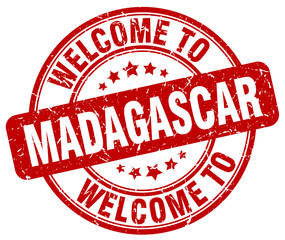 welcome to Madagascar red round vintage stamp