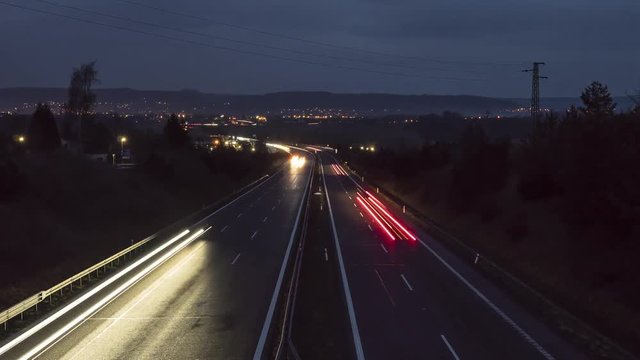 Timelapse of traffic on motorway at night - faster version