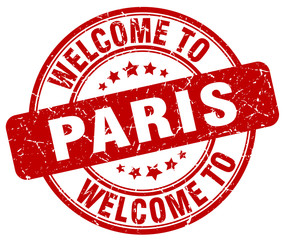 welcome to Paris red round vintage stamp