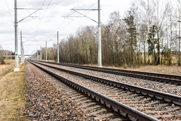 Fototapeta na wymiar Railway with electric networks.