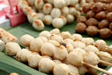 Grilled meatballs at street food