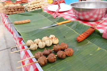 Grilled meatballs at street food
