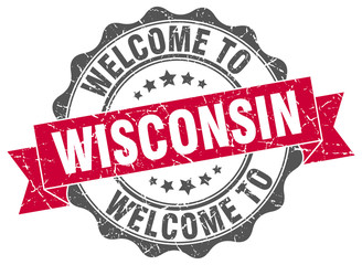 Obraz premium Wisconsin round ribbon seal