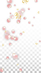 Vector Spring or Summer Sale Background with Petals and Percent for Template Design. Good for Special Hot Holiday Discount Offer, Black Friday, Fashion Promotion Action. Romantic Sakura Illustration