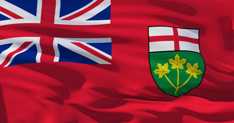 Ontario flag, Canada,  on silk texture background. High quality 3d illustration - obrazy, fototapety, plakaty