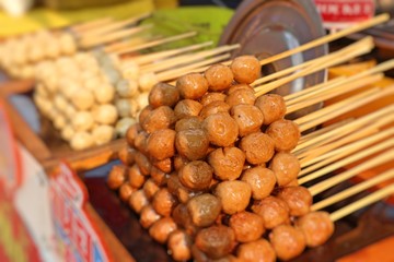 Grilled meatballs at street food