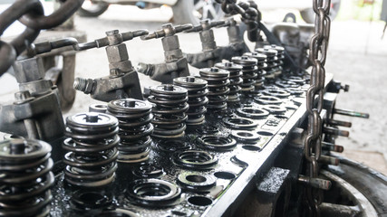 Fototapeta premium close up gear wheel rotate concept. spare part of vehicle car.