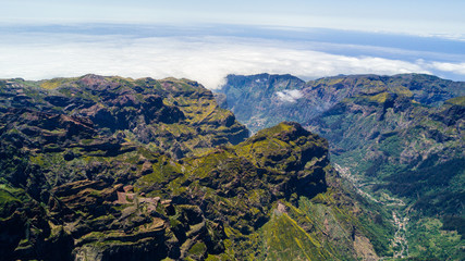 Fototapeta na wymiar Top view of Mountain Range on Island of Madeira, Portugal