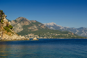 beautiful beach on the Adriatic Sea. Montenegro.