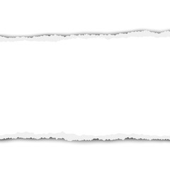 Torn, snatched piece of white paper from left to right with soft shadow. Vector template design. Paper mockup.