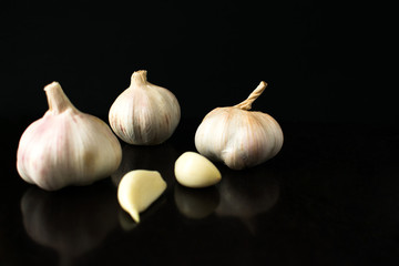 Garlic on a black background