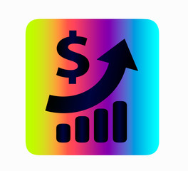 Neon vector icon dollar icon. Iconography money growth, banking scheme. Currency exchange - an idea for a poster