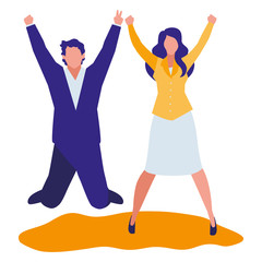 elegant business couple celebrating characters