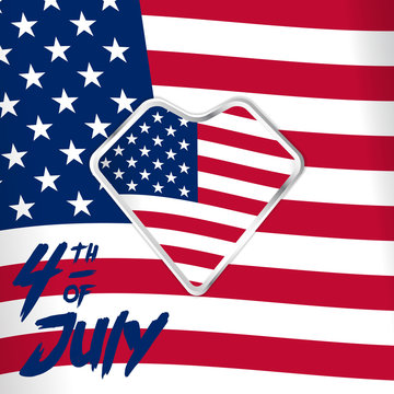 4th of july independence day illustration on america flag white red stripe and hearth flag for social media pictures