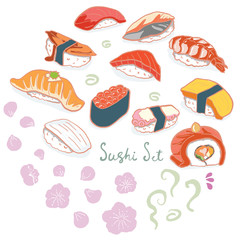 Hand drawn sushi vector illustration