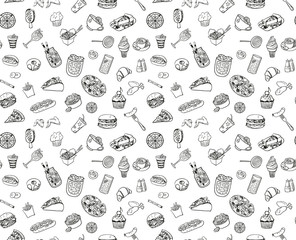seamless pattern with food icons
