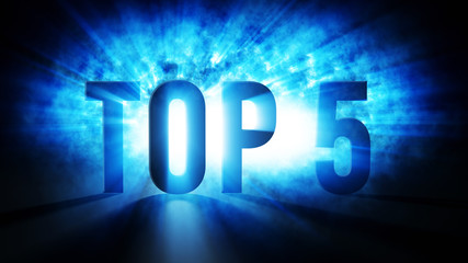 Design for Top 5 sign in burst of blue light