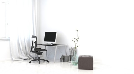 Modern monochromatic black and white bureau