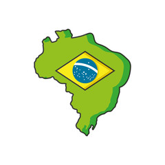 map of brazil with flag isolated icon