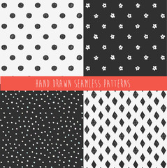 Set of abstract hand drawn patterns. Vector illustration.