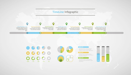 Timeline vector infographic. World map