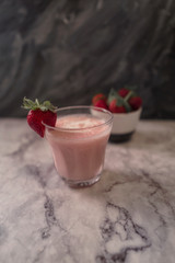 Healthy fresh strawberry smoothie or milkshake