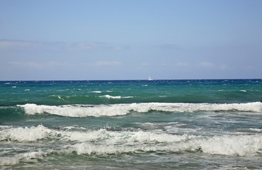 Mediterranean sea in Isola Rossa village. Sardinia. Italy