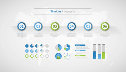 Timeline vector infographic. World map