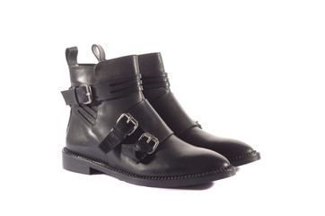 Beautiful elegant suede blue women's open summer shoes sandals high-heeled on a white background, isolated.