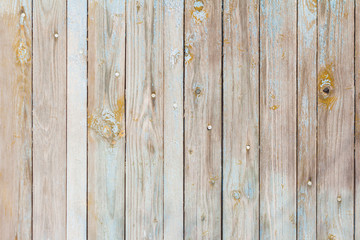 wooden background,old wooden fence with remnants of yellow and blue paint