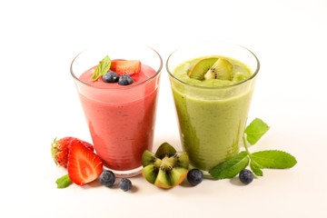 fruit smoothie, fruit juice isolated on white background