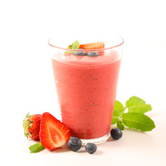 fruit smoothie, berry juice isolated on white background