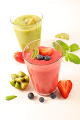 fruit smoothie, fruit juice on white background