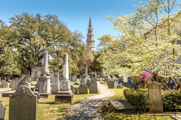 Obraz premium Kościół i cmentarz św. Philipsa, Charleston SC