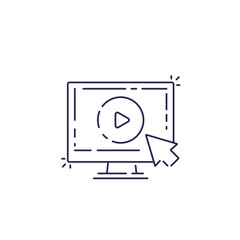 play video, media content vector line icon
