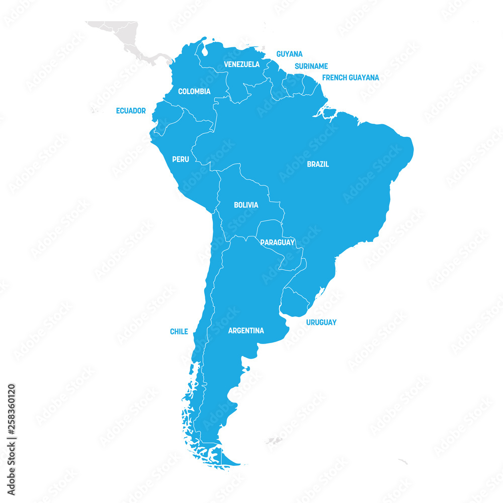 Wall mural South America Region. Map of countries in southern America. Vector illustration - Wall murals