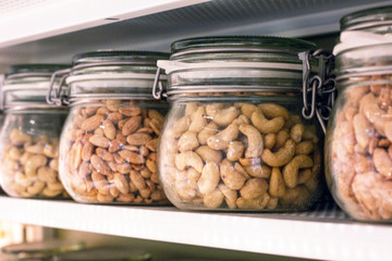 glass jars with nuts